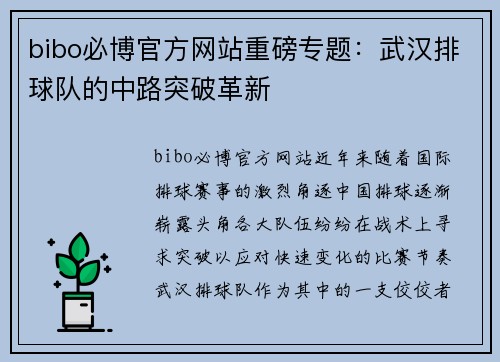 bibo必博官方网站重磅专题：武汉排球队的中路突破革新